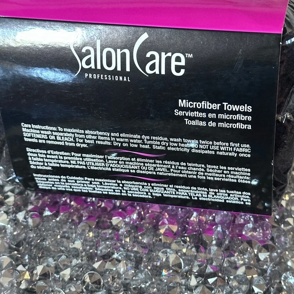NIP - 5-count pack of Salon Care Black Microfiber Towels